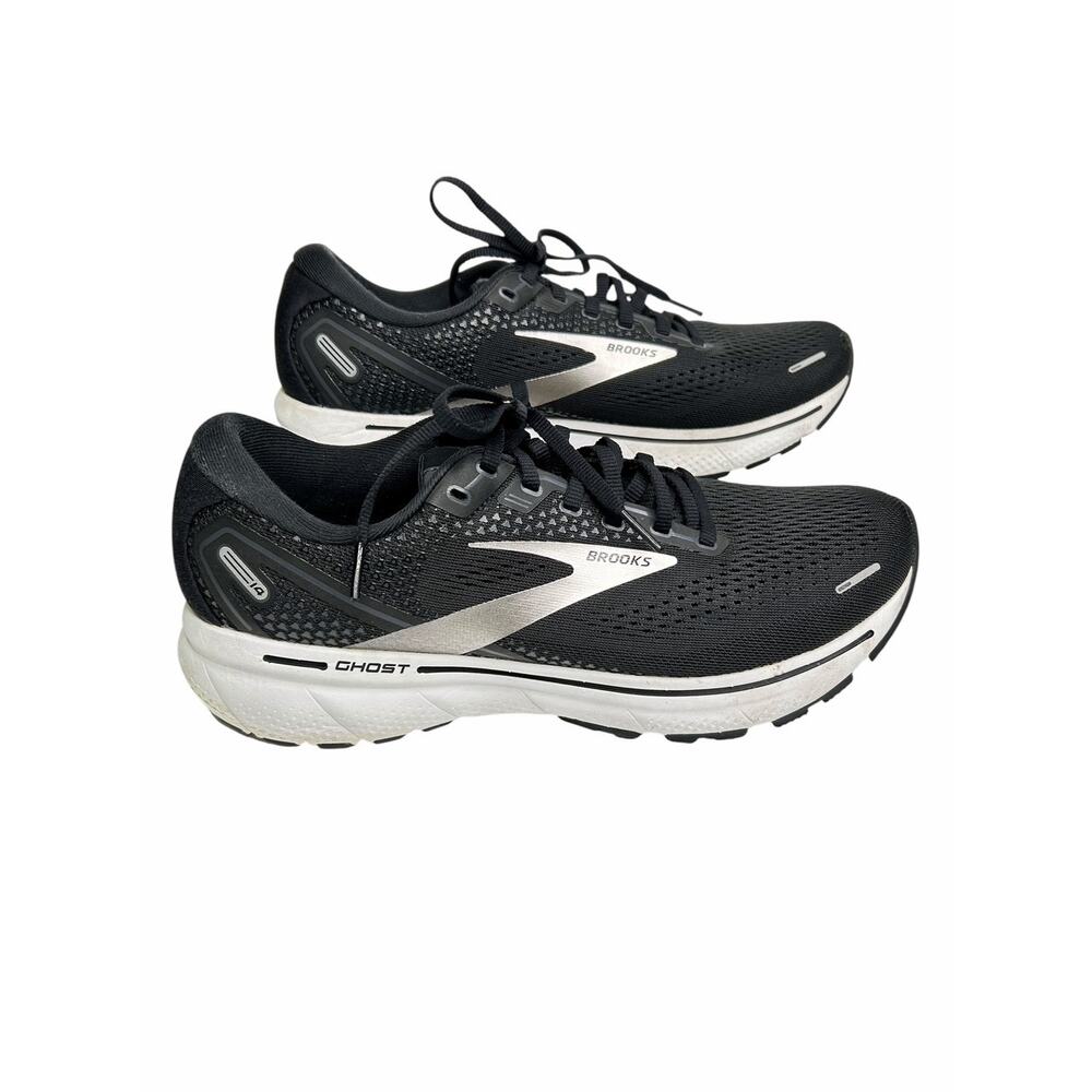 Brooks Ghost 15 Road Running Shoes Sneakers Black/White/Silver Womens Sz. 10